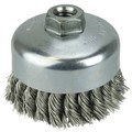 Weiler 4" Single Row Knot  Cup Brush.014" Stainless , 5/8"-11 UNC Nut 12406